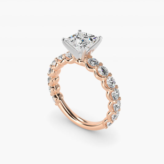 Selene Diamond Engagement Ring in 14k Rose Gold (1 1/3 ct. tw.) - Princess Center