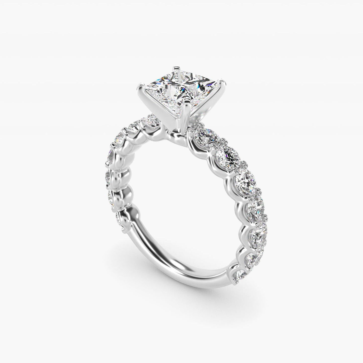 Selene Diamond Engagement Ring in 18k White Gold (1 1/3 ct. tw.) - Princess Center