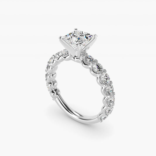 Selene Diamond Engagement Ring in 18k White Gold (1 1/3 ct. tw.) - Princess Center