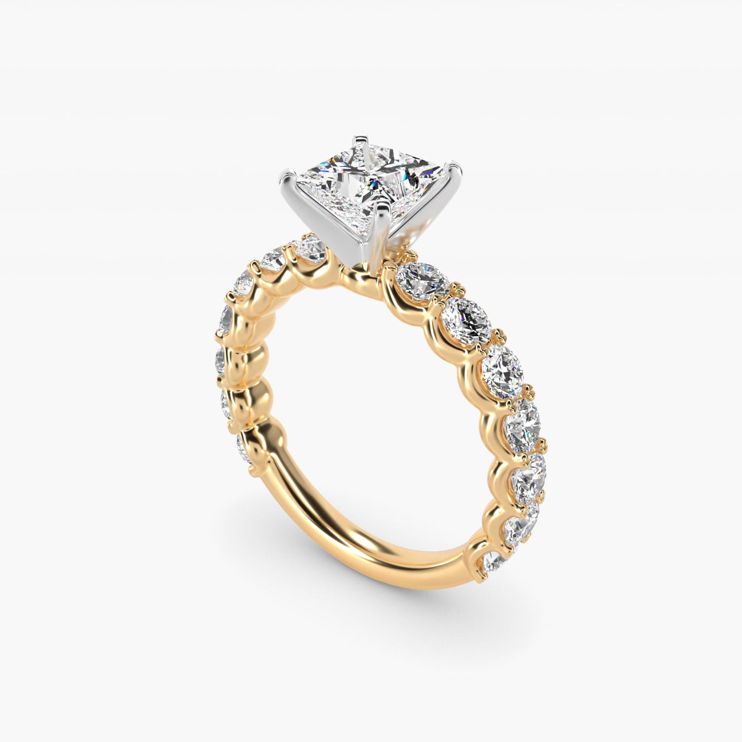 Selene Diamond Engagement Ring in 18k Yellow Gold (1 1/3 ct. tw.) - Princess Center
