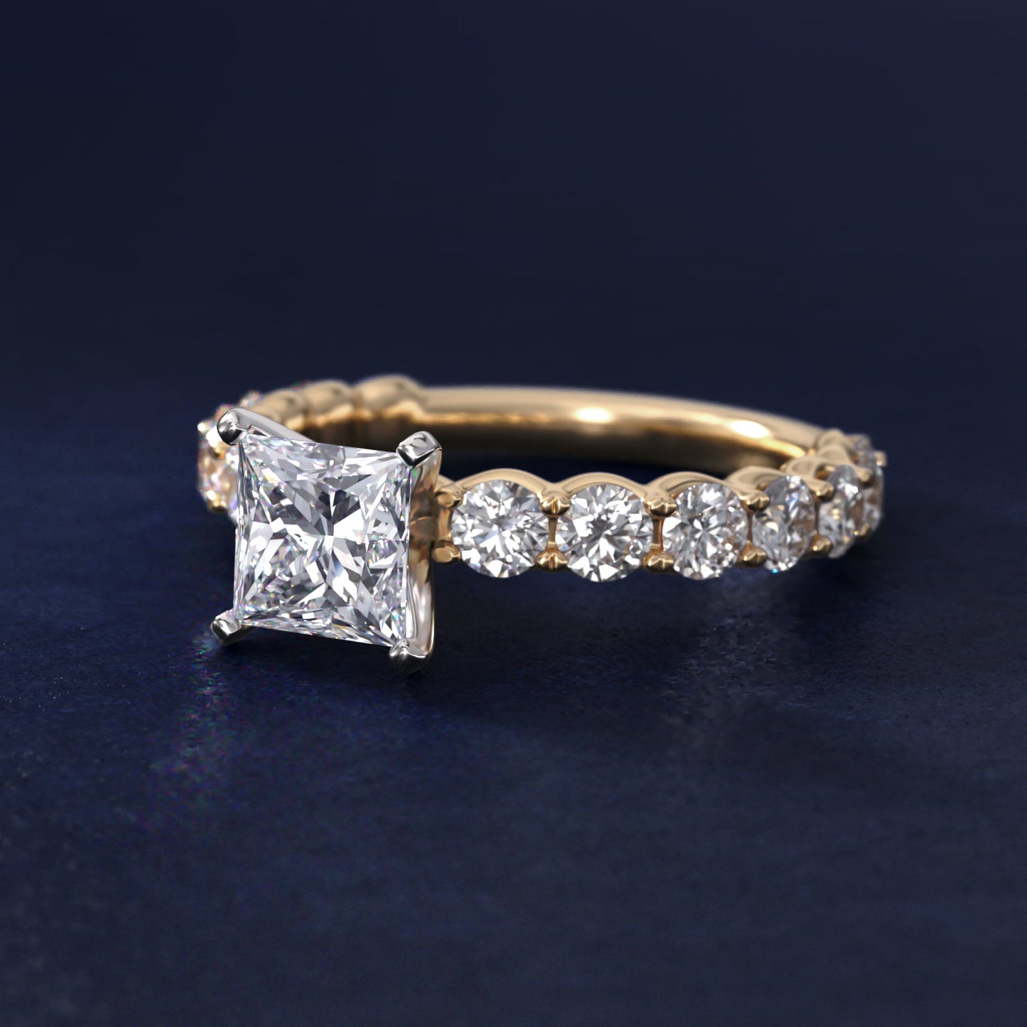 Selene Diamond Engagement Ring in 18k Yellow Gold (1 1/3 ct. tw.) - Princess Center