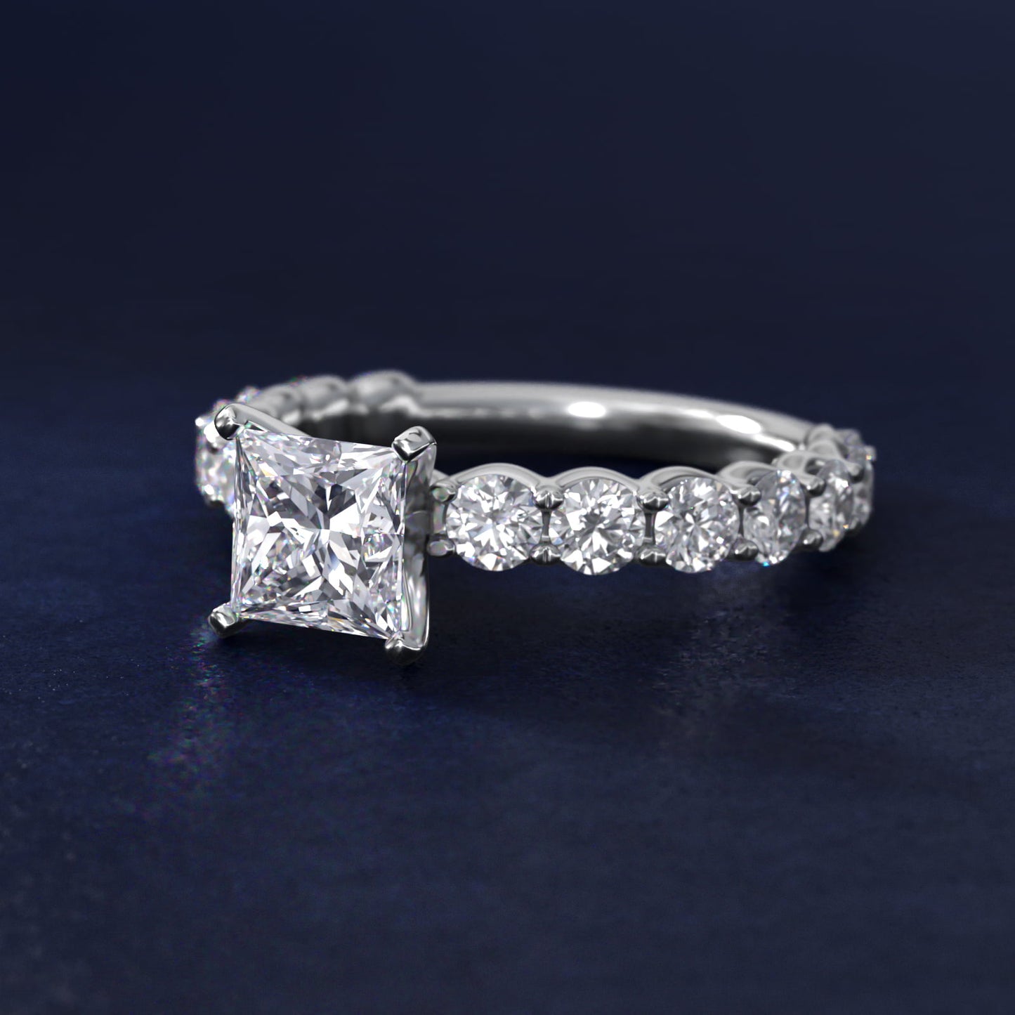 Selene Diamond Engagement Ring in Platinum (1 1/3 ct. tw.) - Princess Center