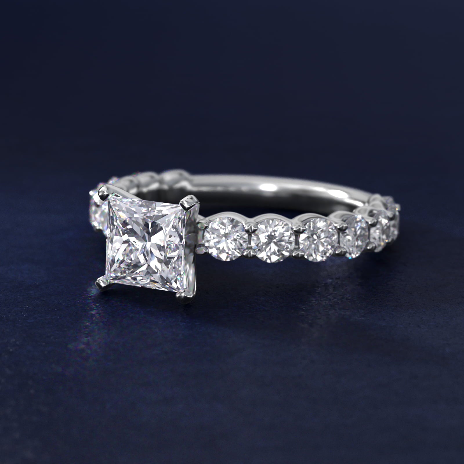 Selene Diamond Engagement Ring in Platinum (1 1/3 ct. tw.) - Princess Center