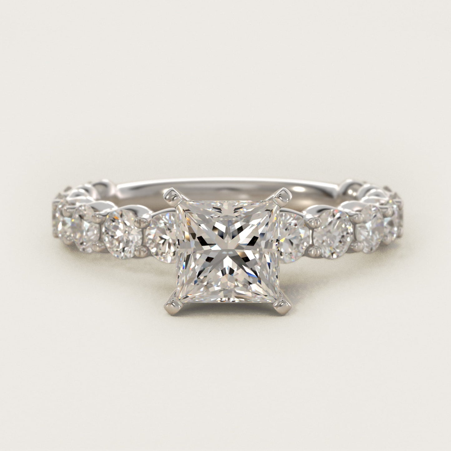 Selene Diamond Engagement Ring in Platinum (1 1/3 ct. tw.) - Princess Center