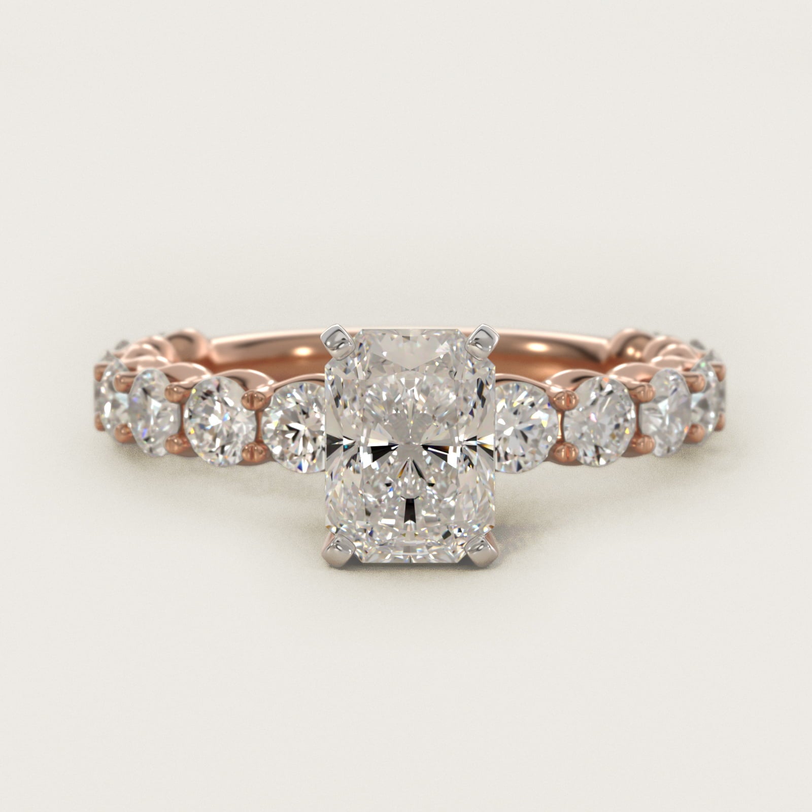 Selene Diamond Engagement Ring in 14k Rose Gold (1 1/3 ct. tw.) - Radiant Center