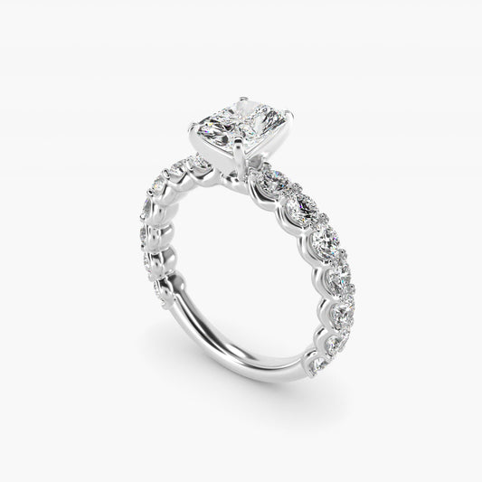 Selene Diamond Engagement Ring in 18k White Gold (1 1/3 ct. tw.) - Radiant Center