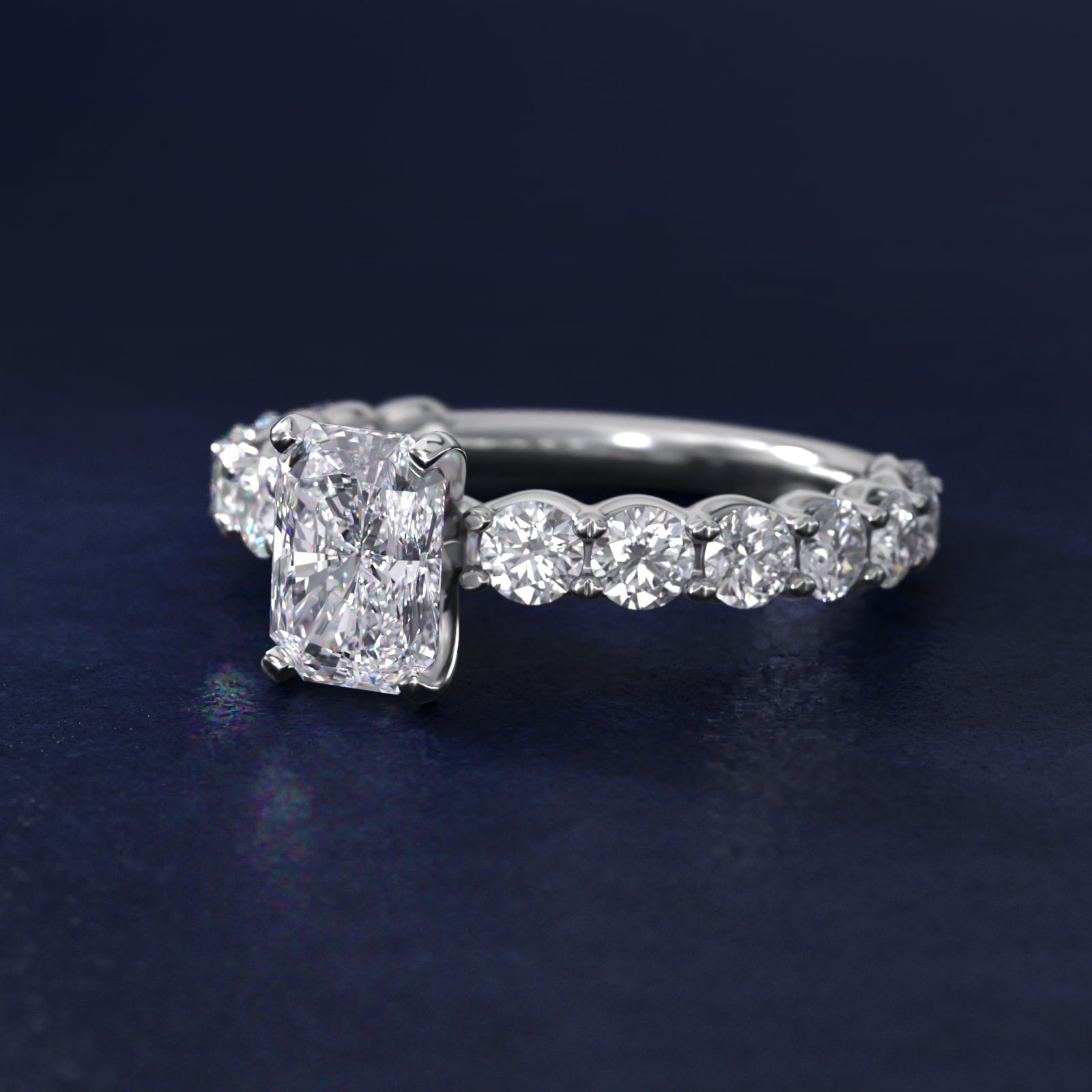 Selene Diamond Engagement Ring in Platinum (1 1/3 ct. tw.) - Radiant Center