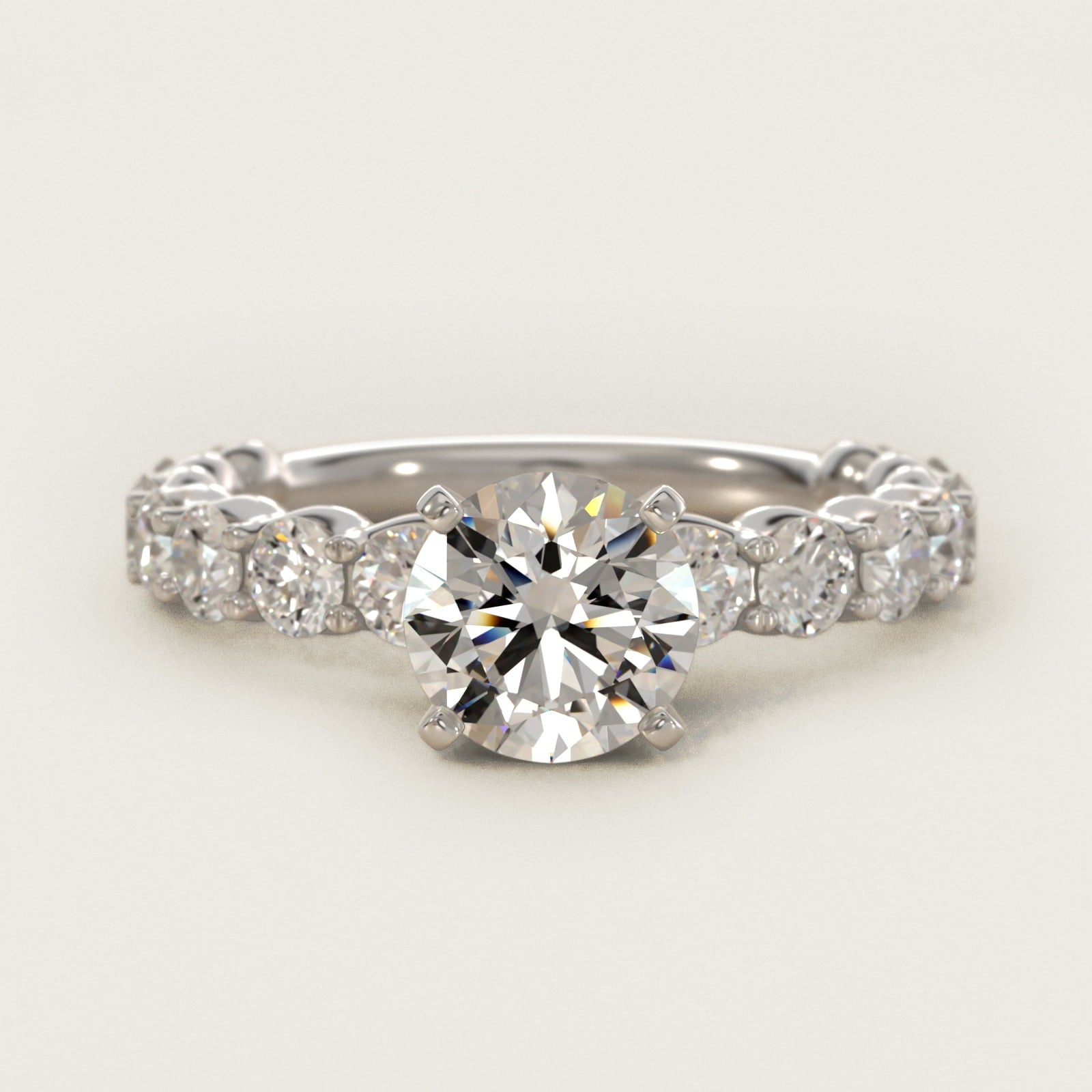 Selene Diamond Engagement Ring in 18k White Gold (1 1/3 ct. tw.) - Round Center
