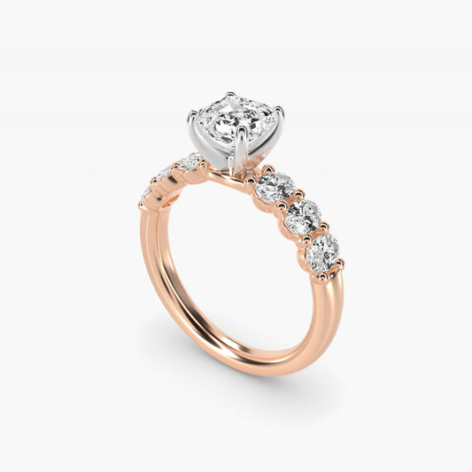 Seven Stone Oval Diamond Engagement Ring in 14k Rose Gold (1 ct.tw.) - Asscher Center