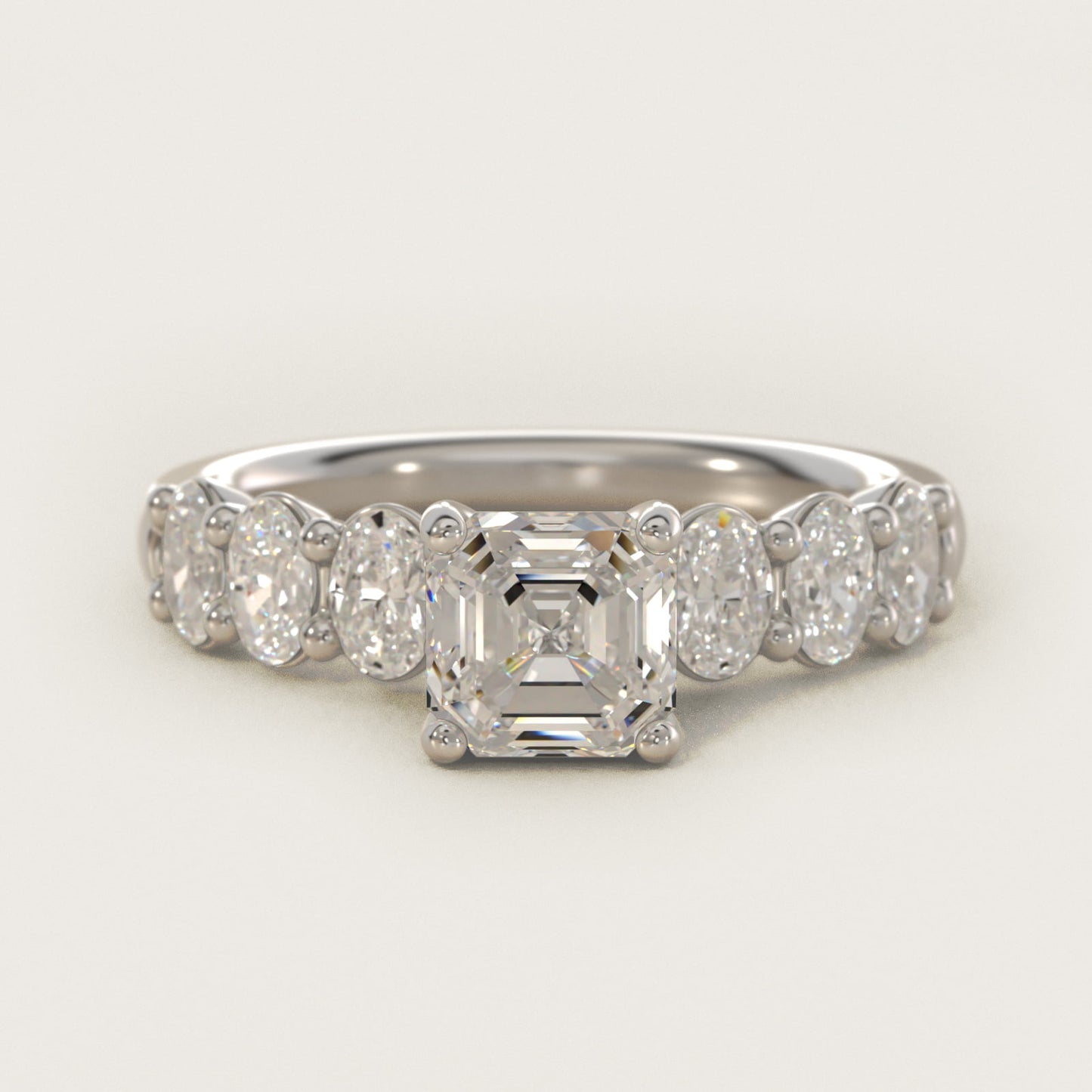 Seven Stone Oval Diamond Engagement Ring in 14k White Gold (1 ct.tw.) - Asscher Center