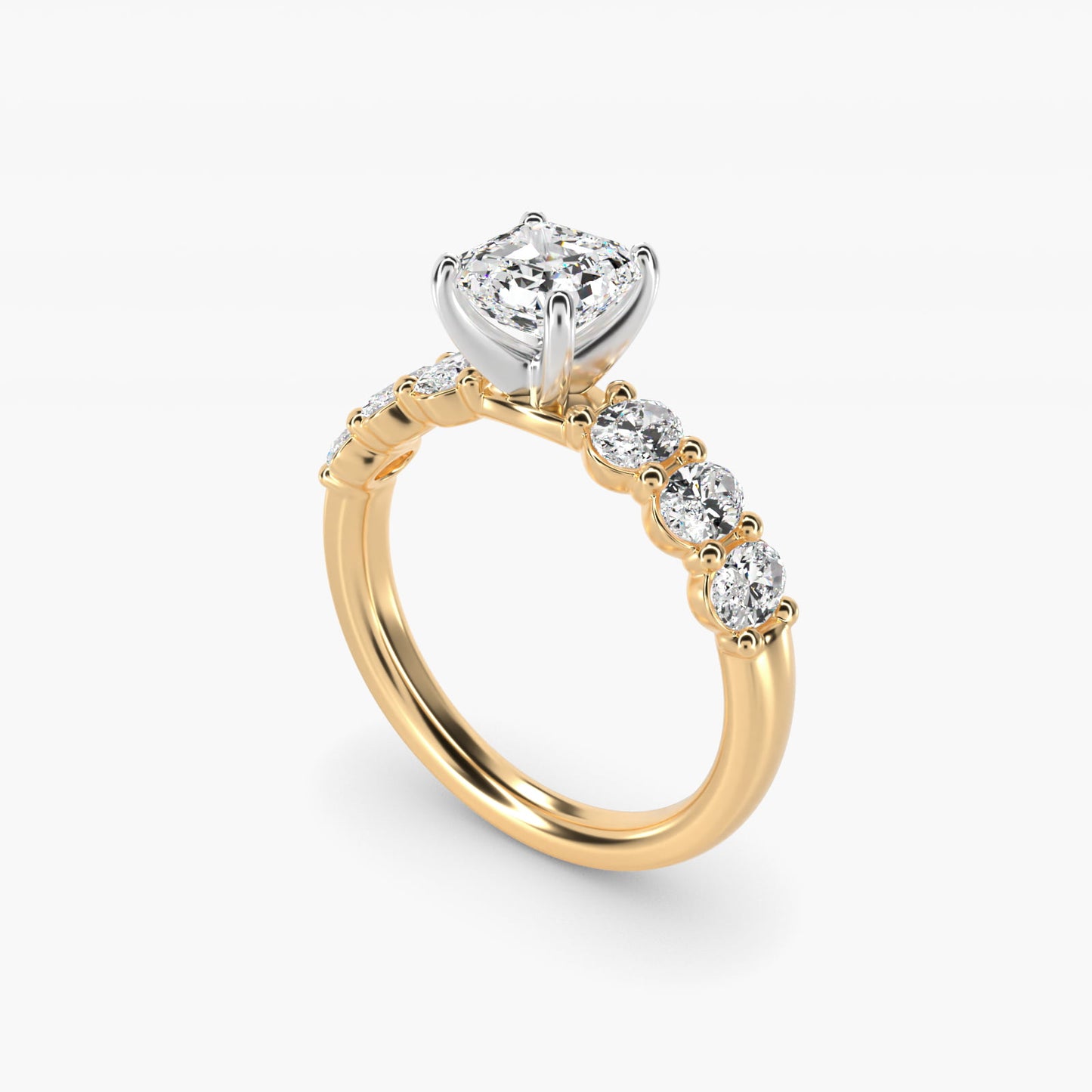 Seven Stone Oval Diamond Engagement Ring in 18k Yellow Gold (1 ct.tw.) - Asscher Center