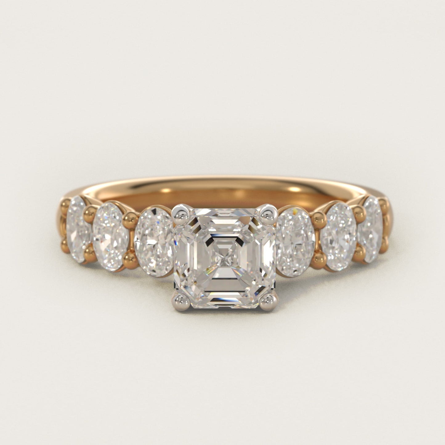 Seven Stone Oval Diamond Engagement Ring in 14K Yellow Gold (1 ct.tw.) - Asscher Center