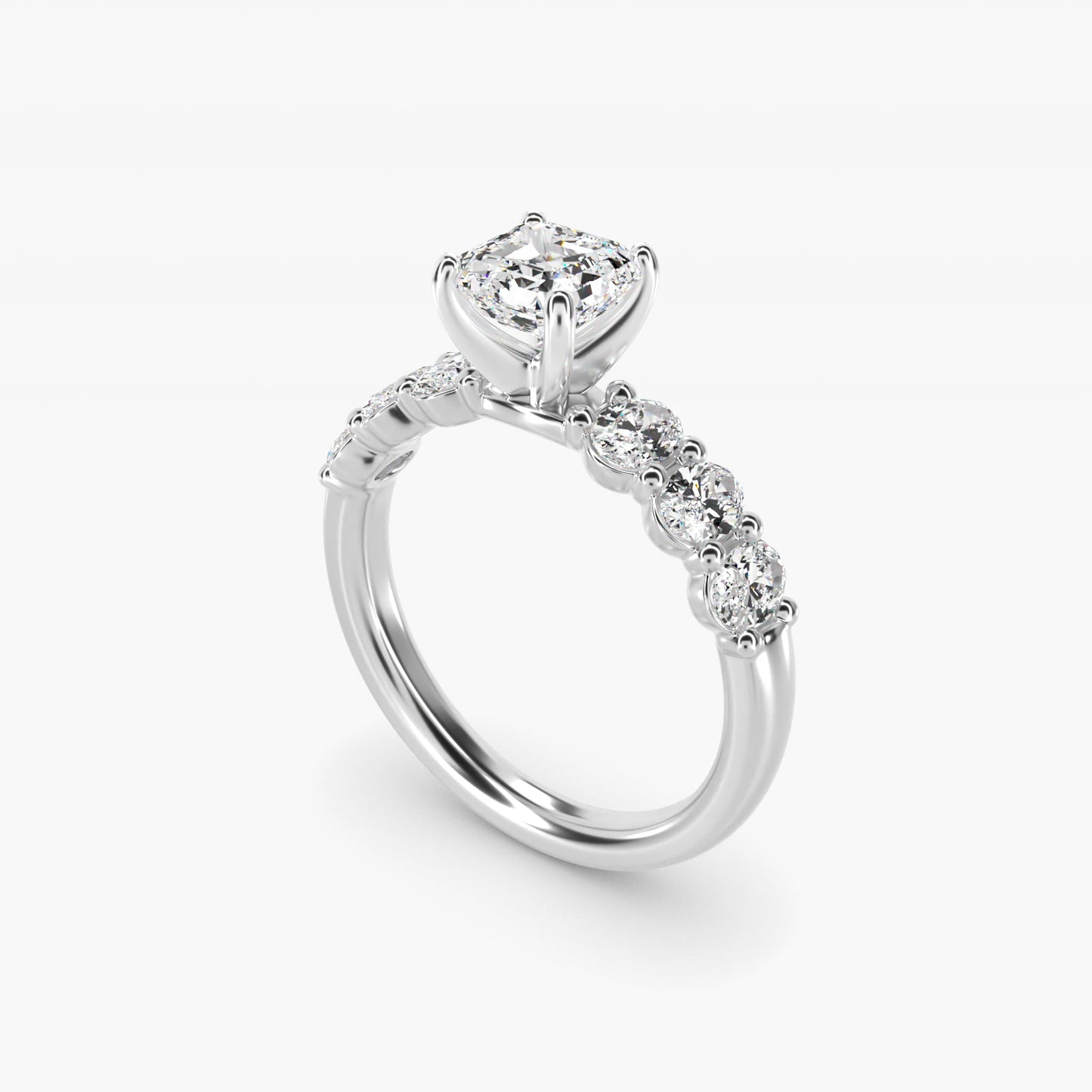 Seven Stone Oval Diamond Engagement Ring in Platinum (1 ct.tw.) - Asscher Center
