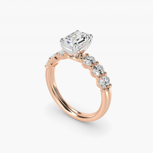Seven Stone Oval Diamond Engagement Ring in 18k Rose Gold (1 ct.tw.) - Emerald Center