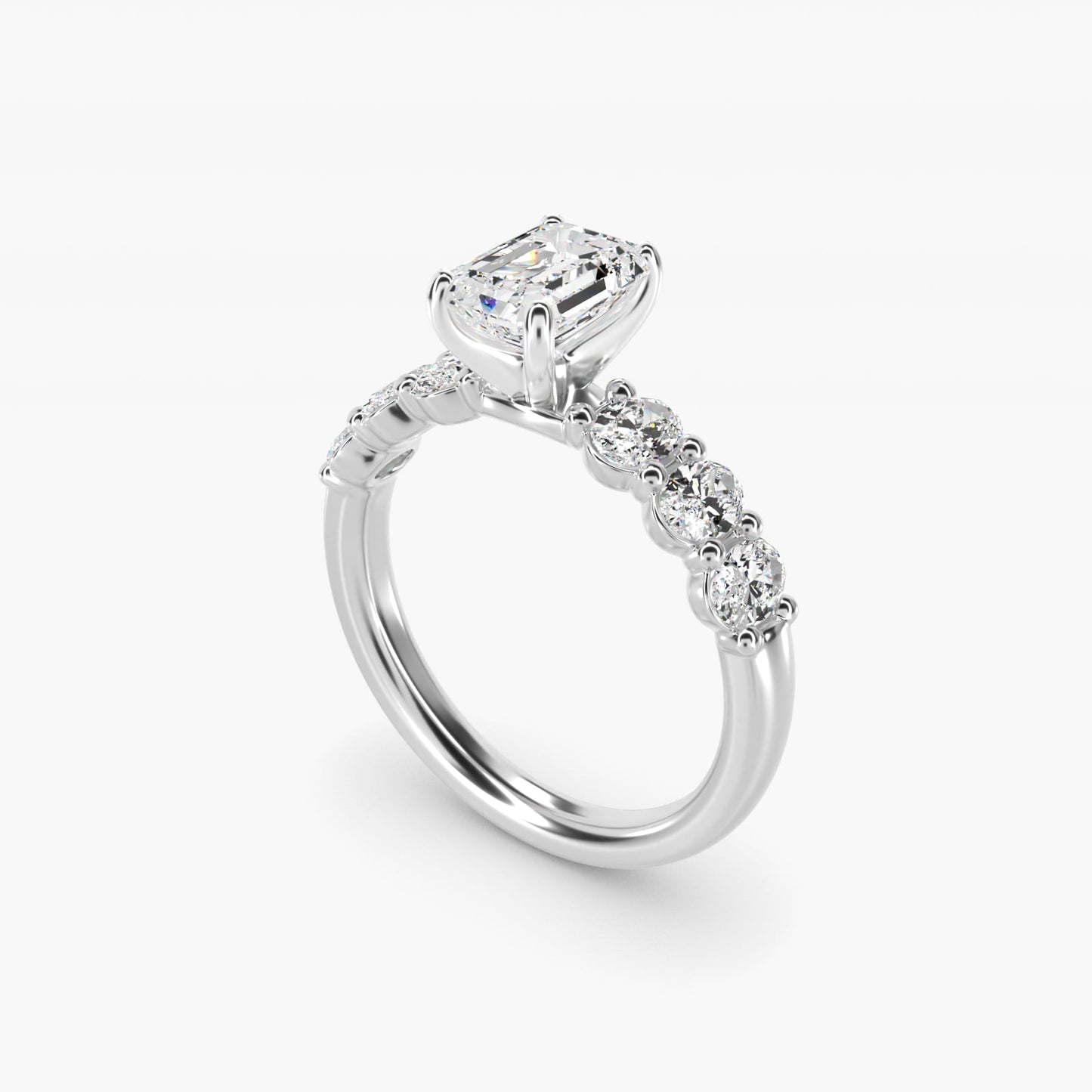 Seven Stone Oval Diamond Engagement Ring in 14k White Gold (1 ct.tw.) - Emerald Center