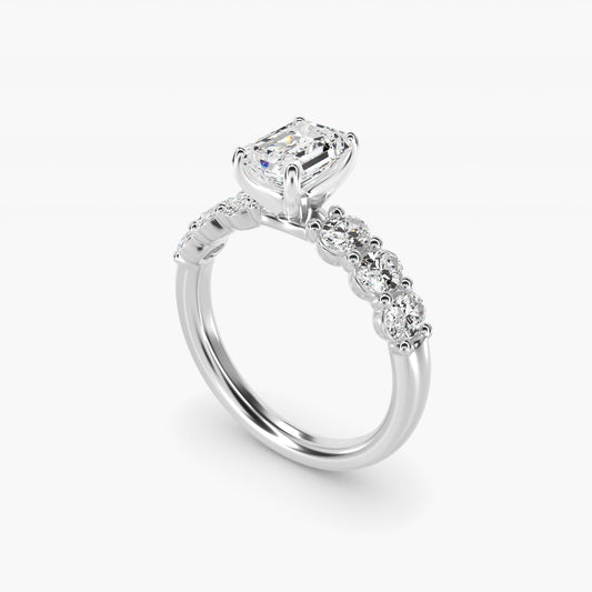 Seven Stone Oval Diamond Engagement Ring in 18k White Gold (1 ct.tw.) - Emerald Center