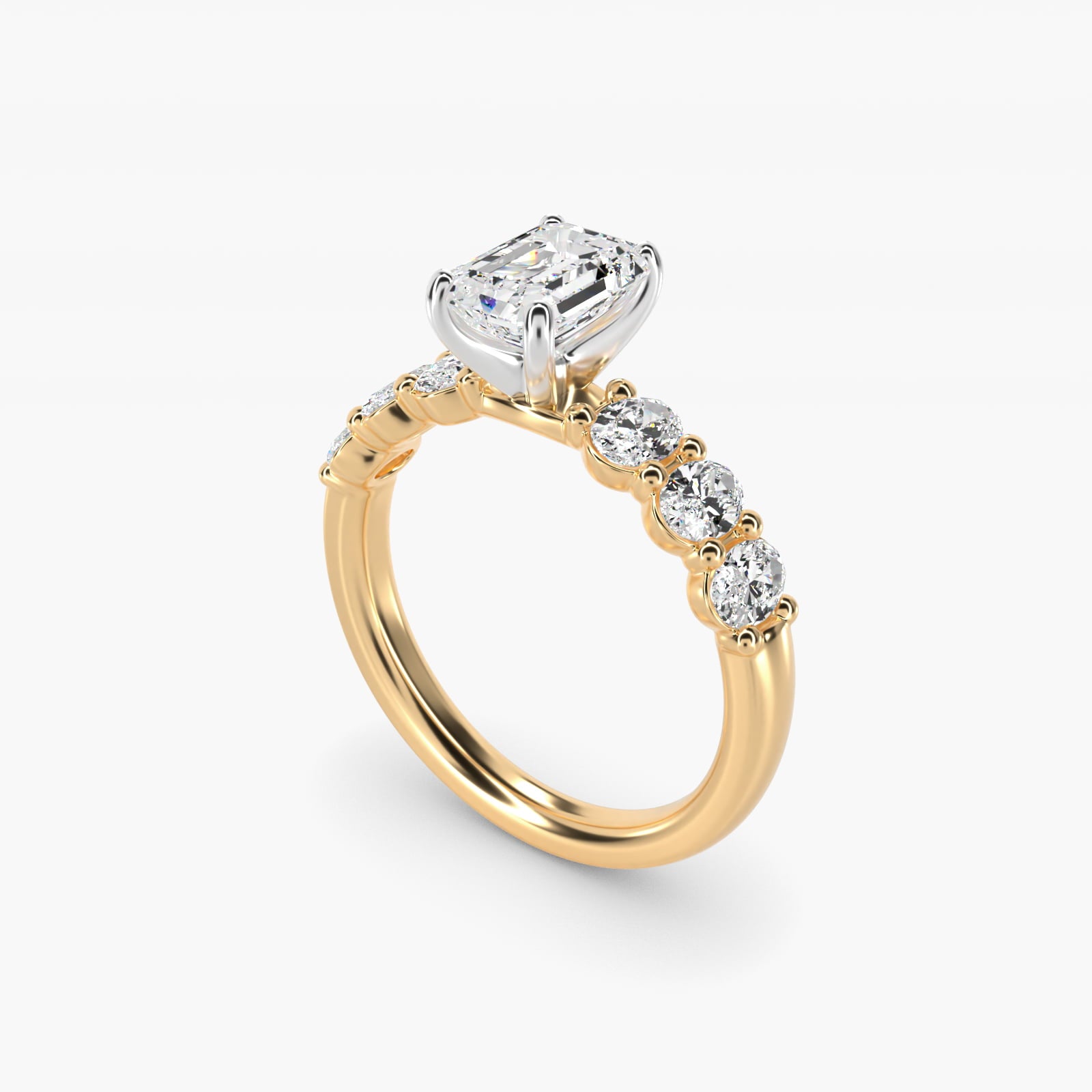 Seven Stone Oval Diamond Engagement Ring in 14K Yellow Gold (1 ct.tw.) - Emerald Center