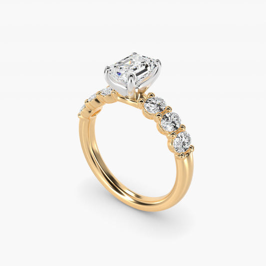 Seven Stone Oval Diamond Engagement Ring in 18k Yellow Gold (1 ct.tw.) - Emerald Center