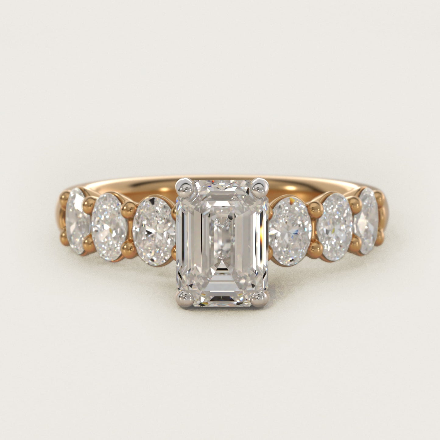 Seven Stone Oval Diamond Engagement Ring in 18k Yellow Gold (1 ct.tw.) - Emerald Center