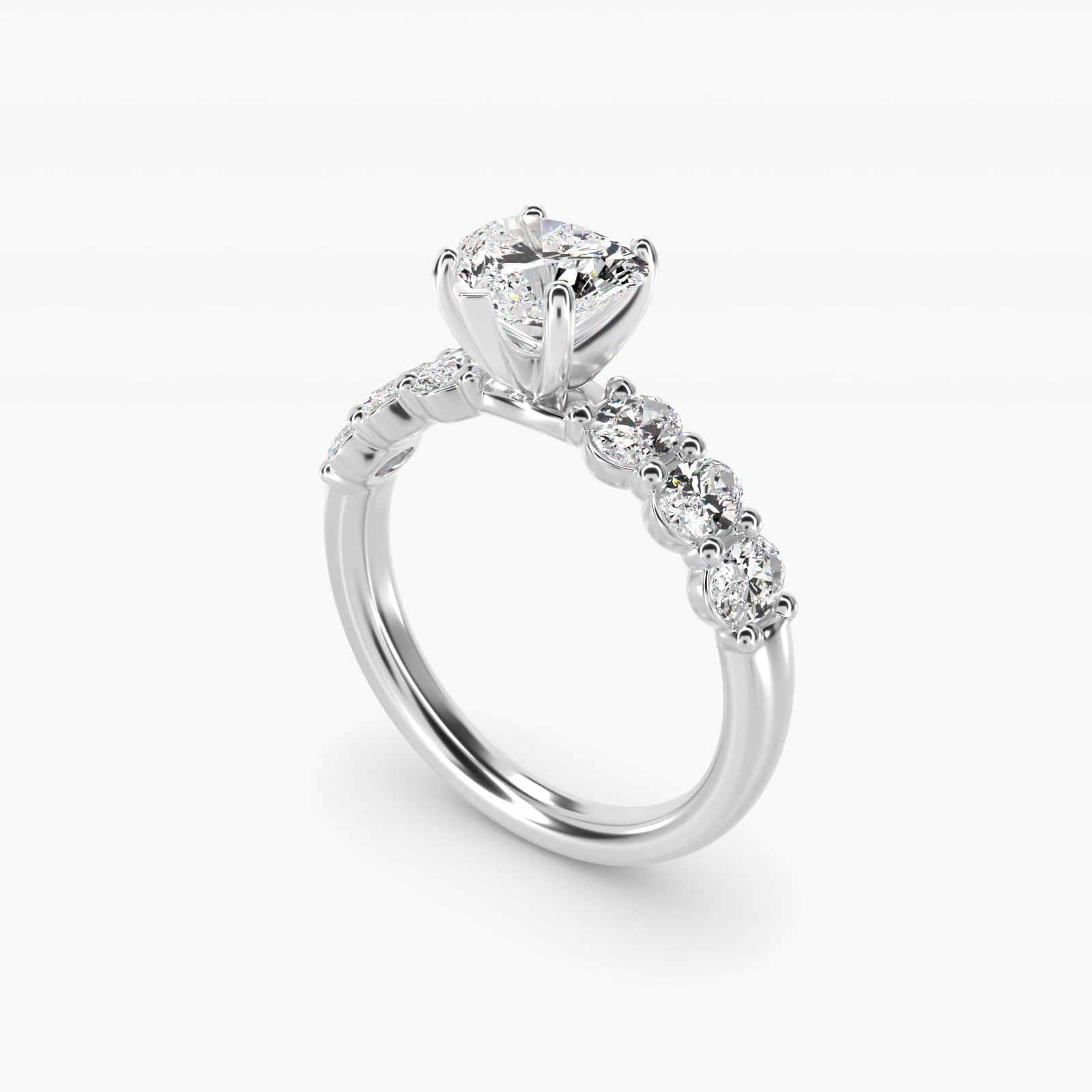 Seven Stone Oval Diamond Engagement Ring in Platinum (1 ct.tw.) - Heart Center