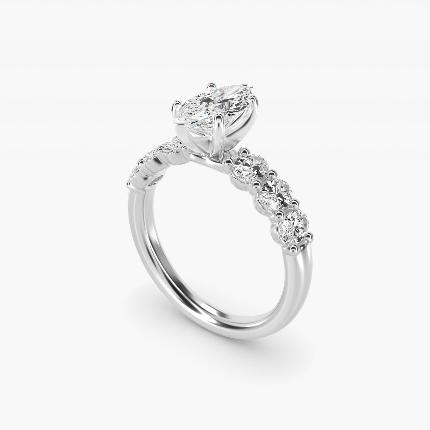 Seven Stone Oval Diamond Engagement Ring in Platinum (1 ct.tw.) - Marquise Center