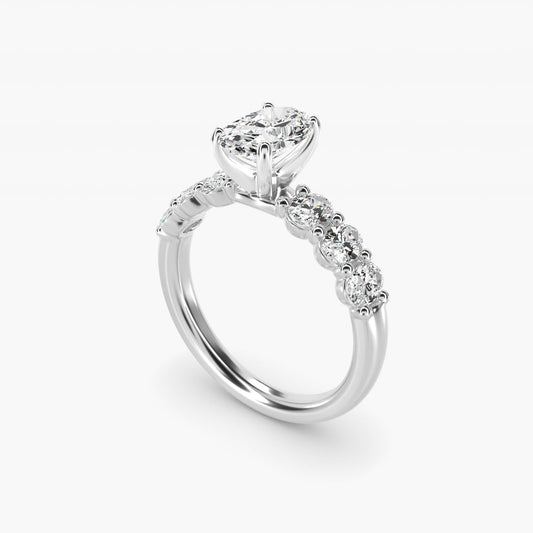 Seven Stone Oval Diamond Engagement Ring in 18k White Gold (1 ct.tw.) - Oval Center