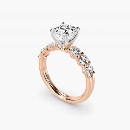 Seven Stone Oval Diamond Engagement Ring in 14k Rose Gold (1 ct.tw.) - Princess Center