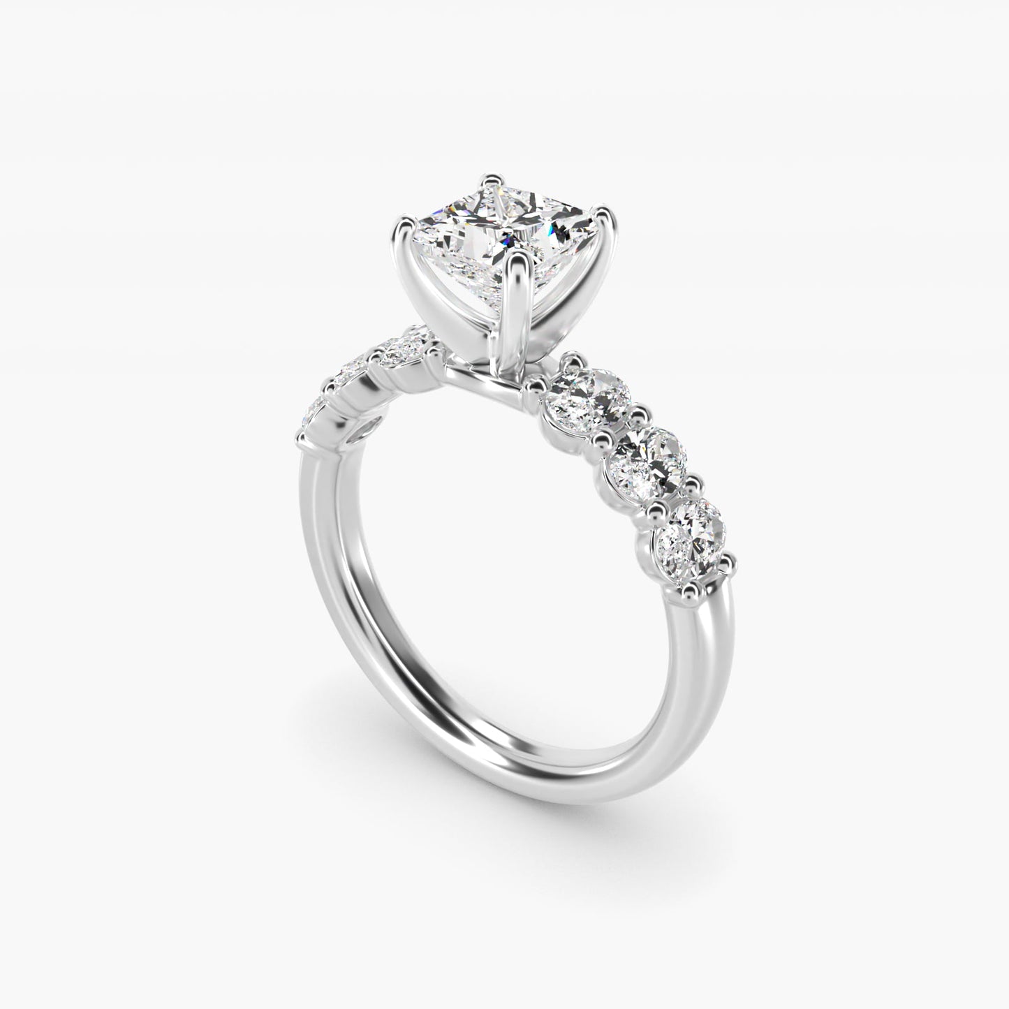 Seven Stone Oval Diamond Engagement Ring in 14k White Gold (1 ct.tw.) - Princess Center