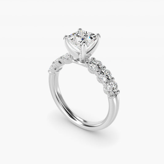 Seven Stone Oval Diamond Engagement Ring in 18k White Gold (1 ct.tw.) - Princess Center