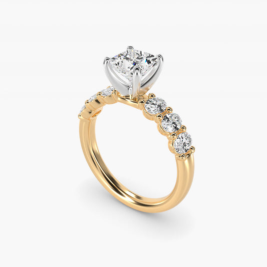 Seven Stone Oval Diamond Engagement Ring in 14K Yellow Gold (1 ct.tw.) - Princess Center
