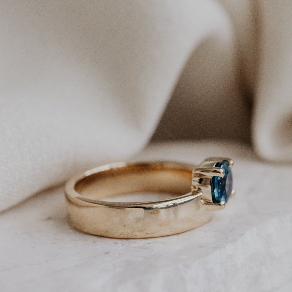 The Sezanne Round Blue Montana Sapphire Ring