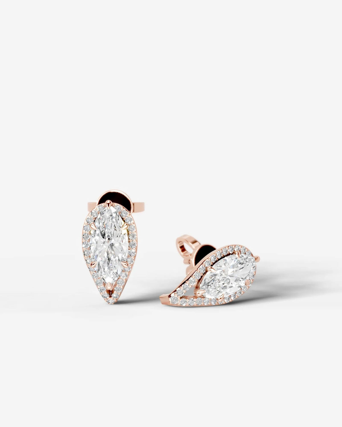 Sia Halo Lab Grown Diamond Earrings Marquise - Rose Gold