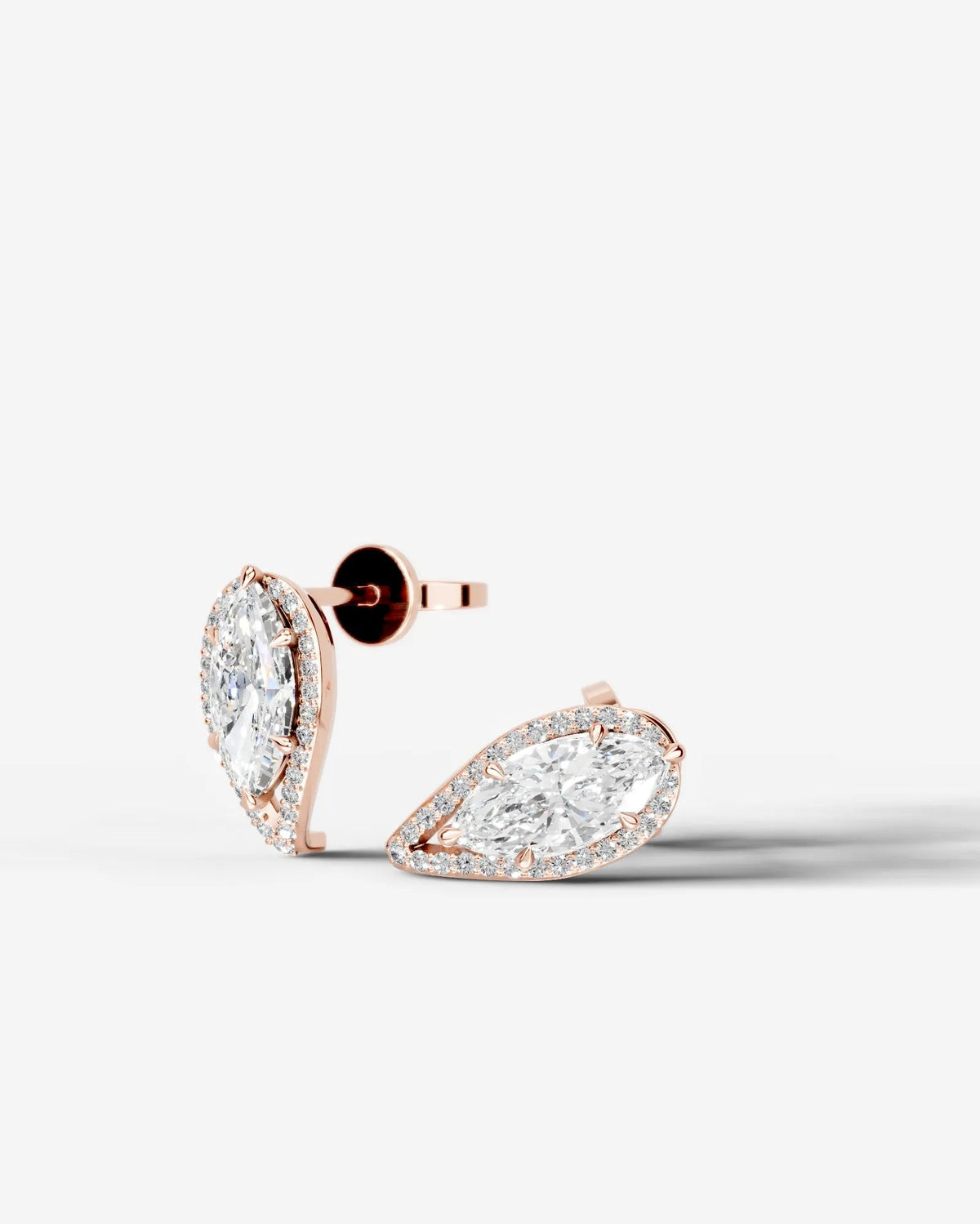 Sia Halo Lab Grown Diamond Earrings Marquise - Rose Gold