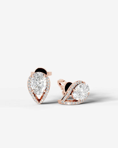 Sia Halo Lab Grown Diamond Earrings Oval - Rose Gold