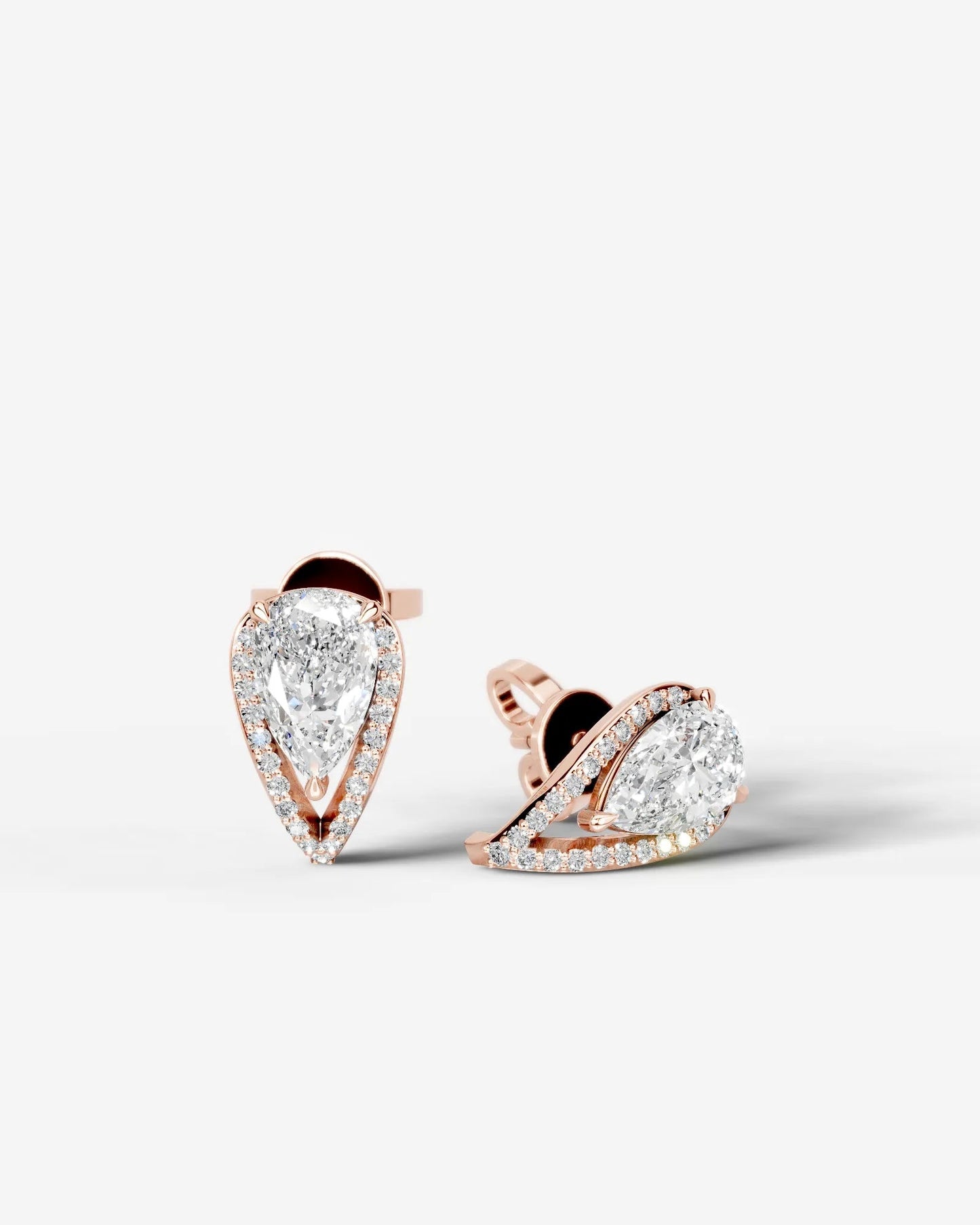 Sia Halo Lab Grown Diamond Earrings Pear - Rose Gold