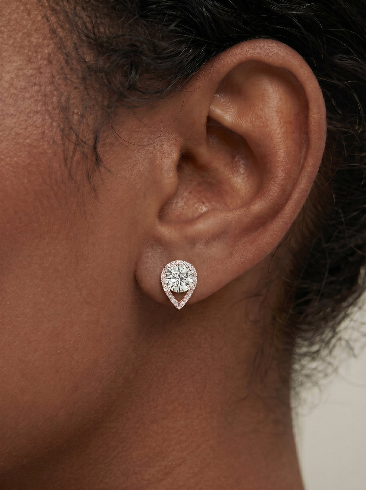 Sia Halo Lab Grown Diamond Earrings Round - Rose Gold
