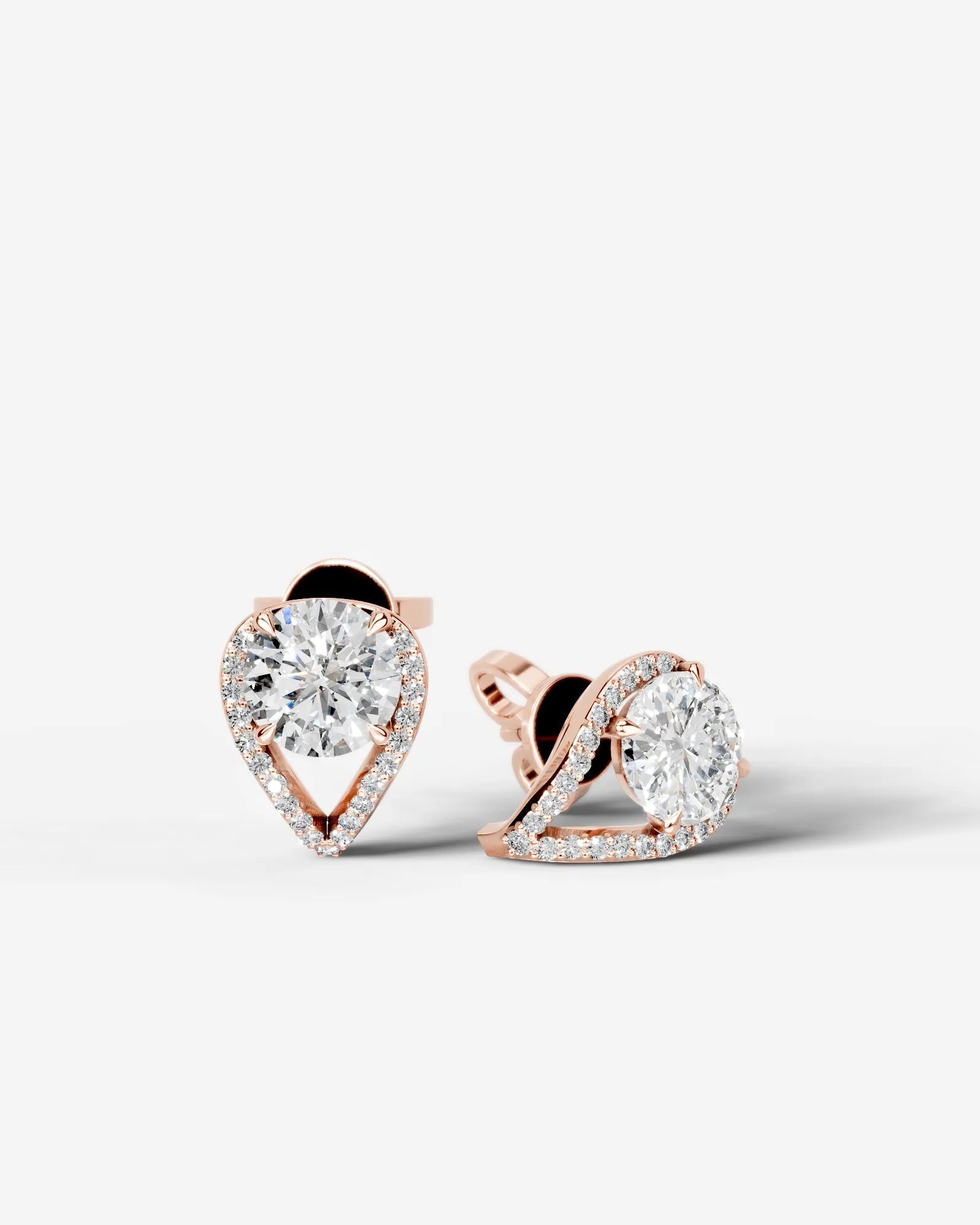 Sia Halo Lab Grown Diamond Earrings Round - Rose Gold