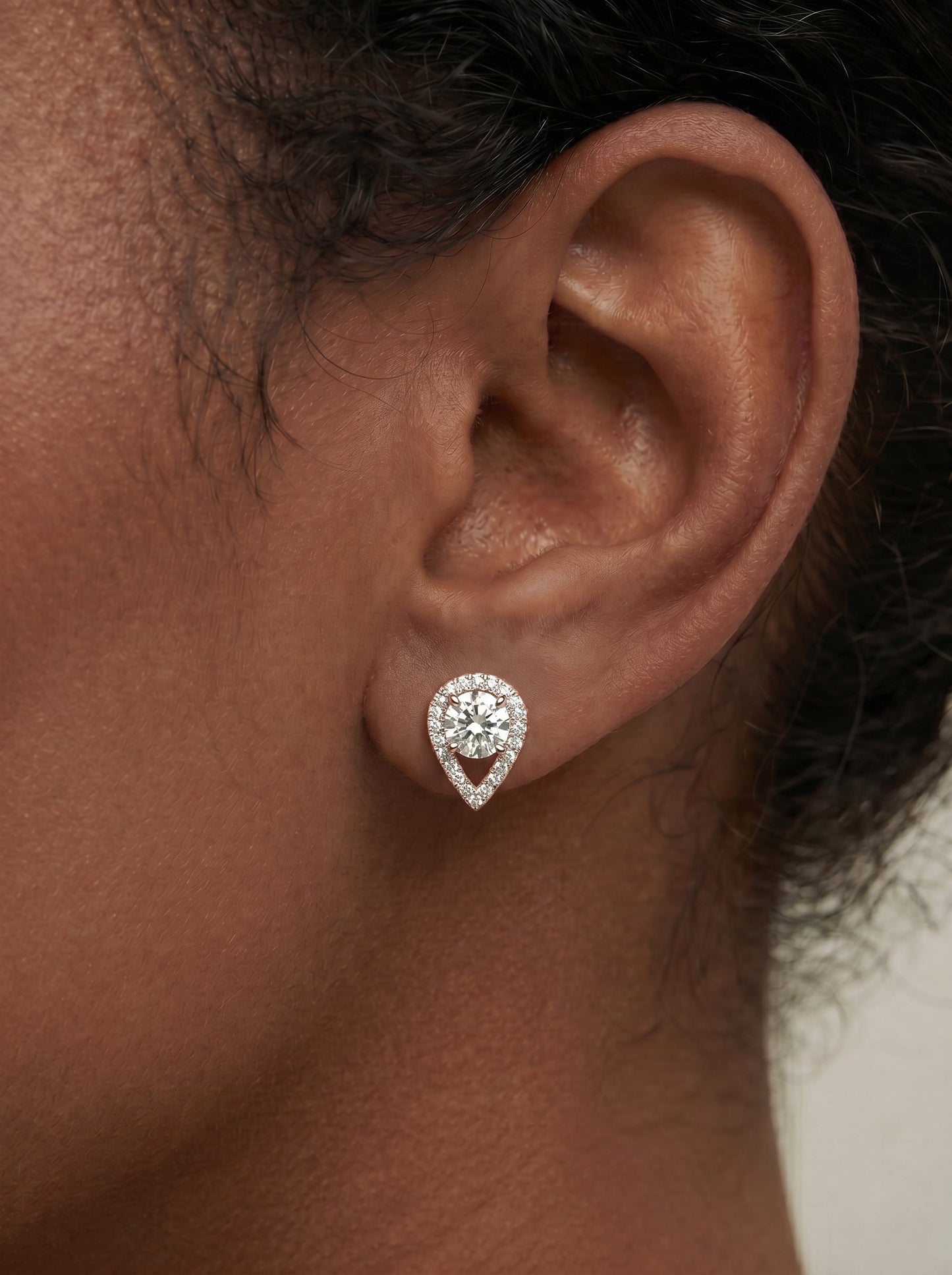 Sia Halo Lab Grown Diamond Earrings Square Cushion - Rose Gold