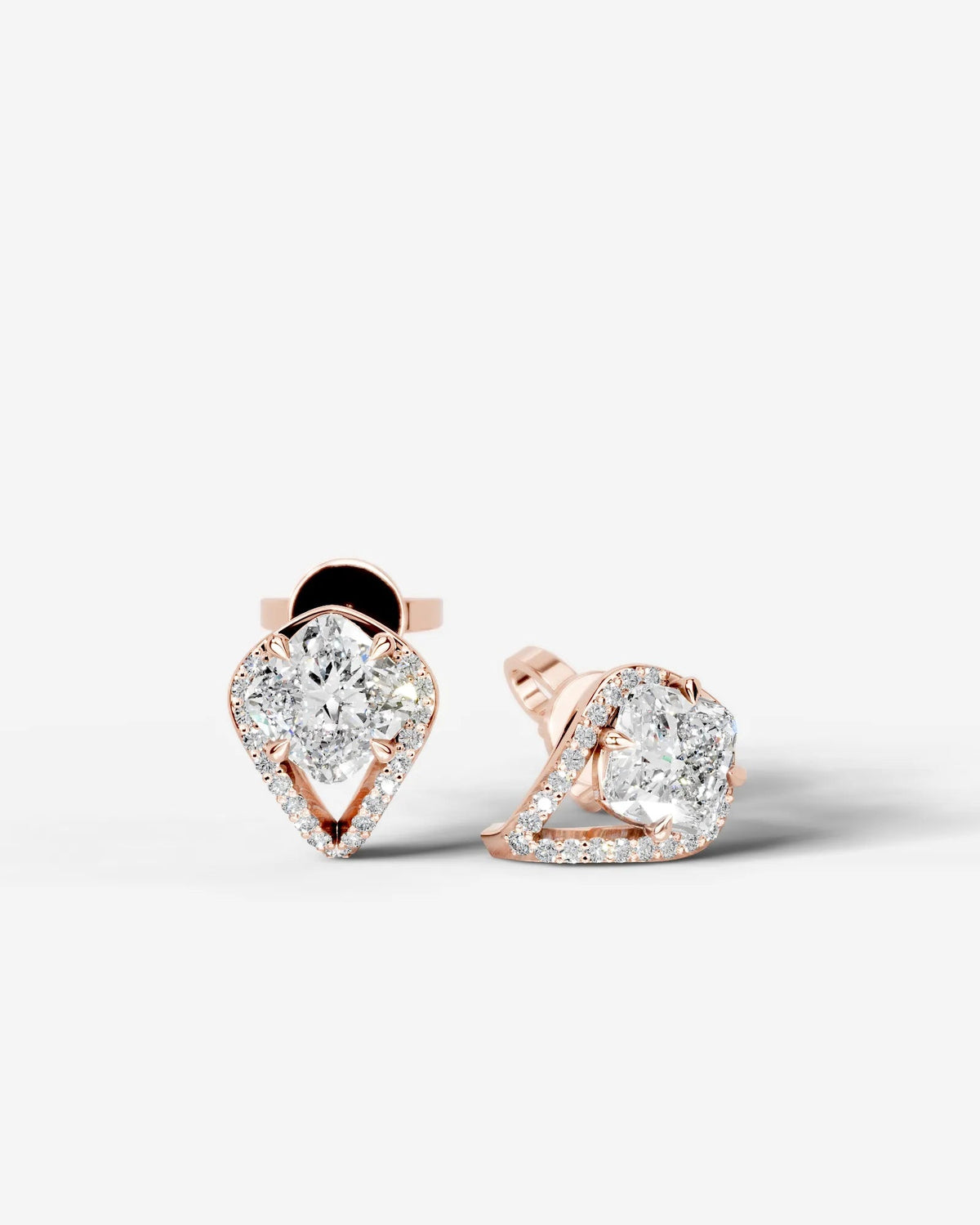 Sia Halo Lab Grown Diamond Earrings Square Cushion - Rose Gold