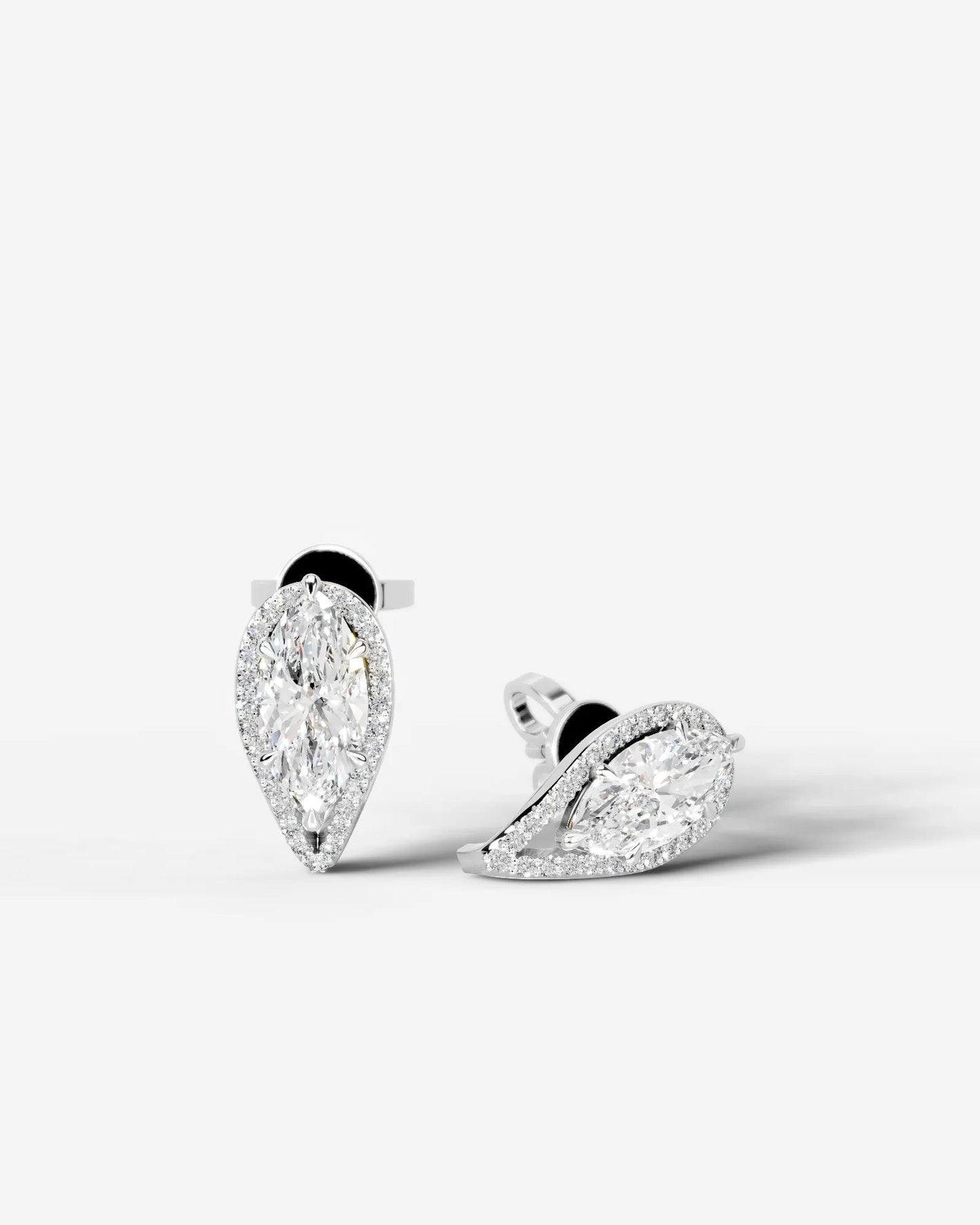 Sia Halo Lab Grown Diamond Earrings Marquise - Platinum