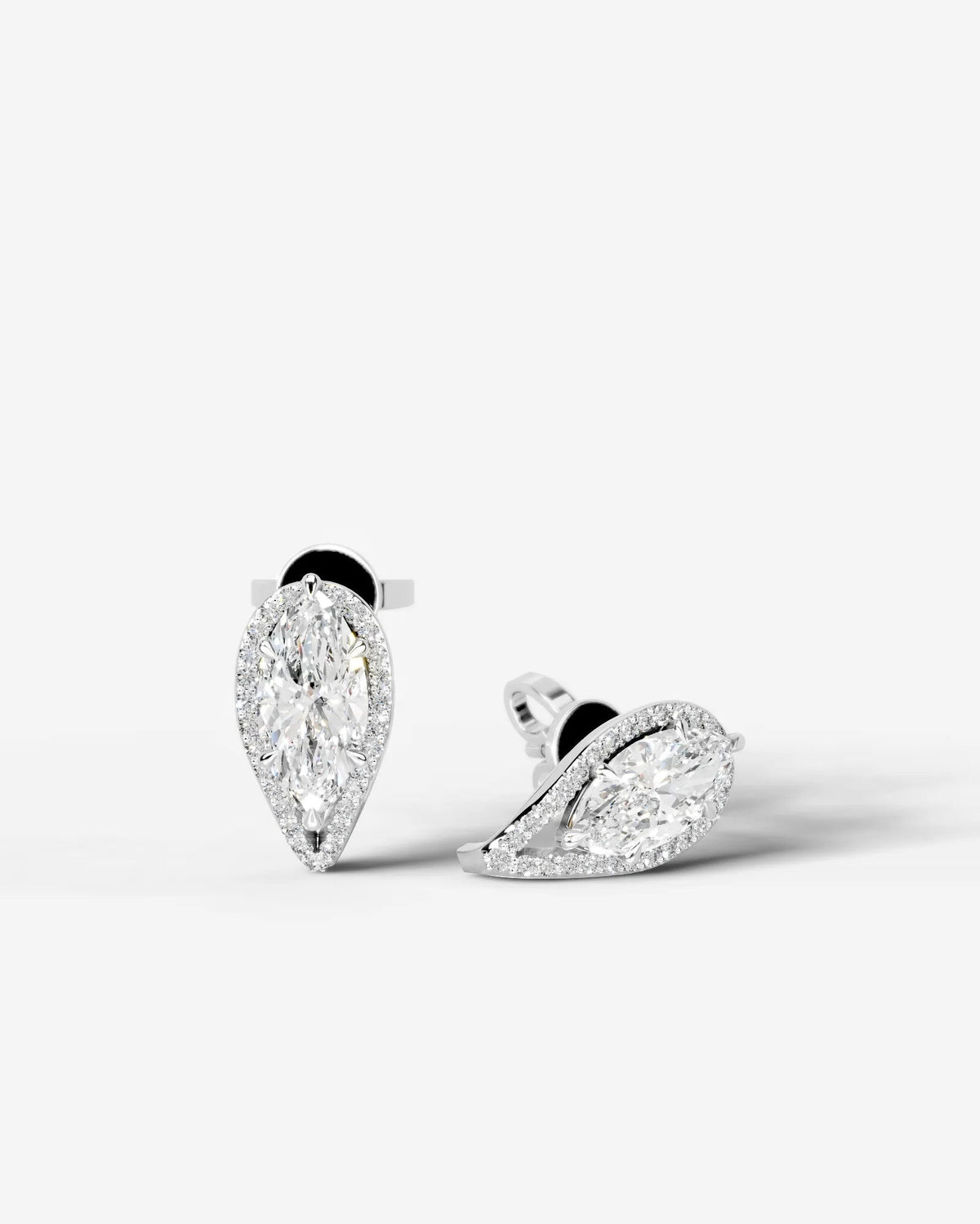 Sia Halo Lab Grown Diamond Earrings Marquise - White Gold