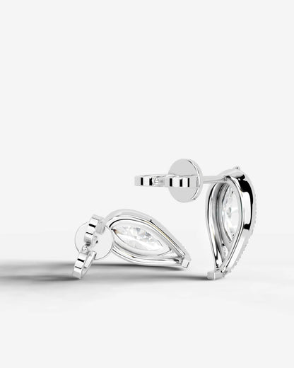 Sia Halo Lab Grown Diamond Earrings Marquise - White Gold