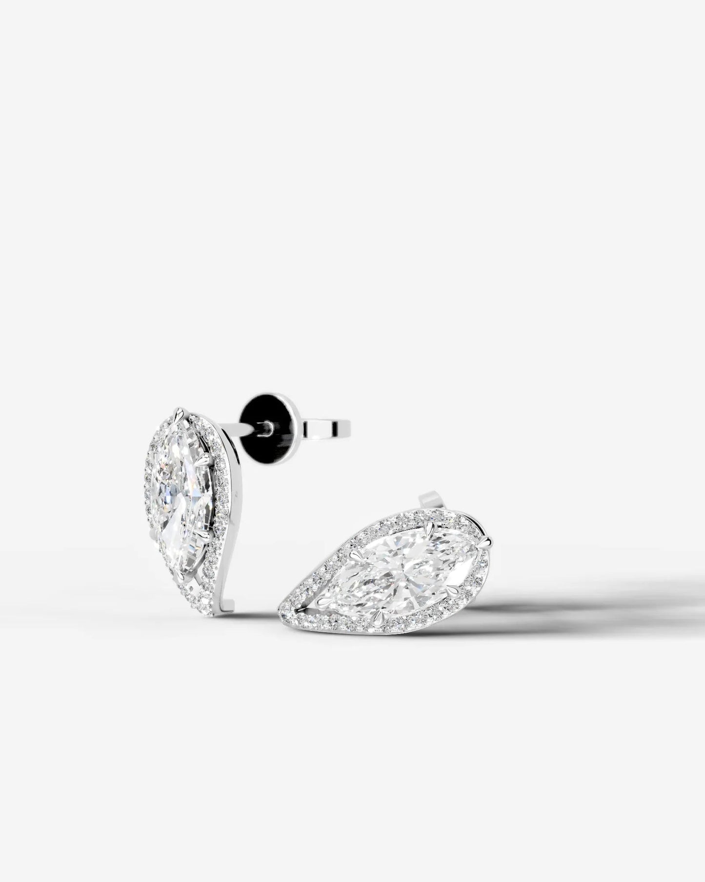 Sia Halo Lab Grown Diamond Earrings Marquise - White Gold