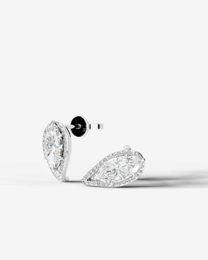 Sia Halo Lab Grown Diamond Earrings Marquise - White Gold