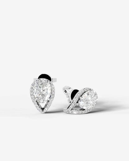 Sia Halo Lab Grown Diamond Earrings Oval - Platinum