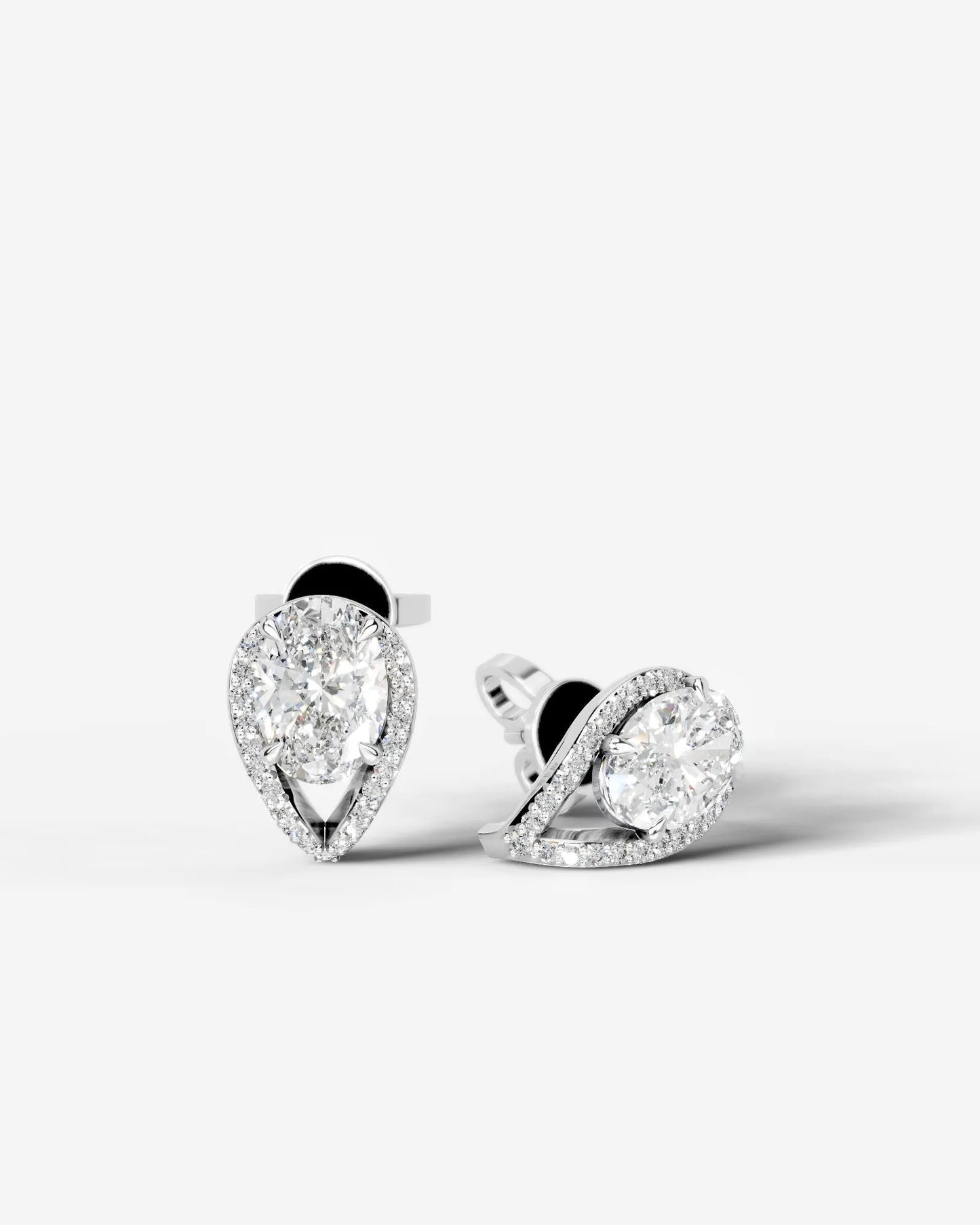 Sia Halo Lab Grown Diamond Earrings Oval - White Gold