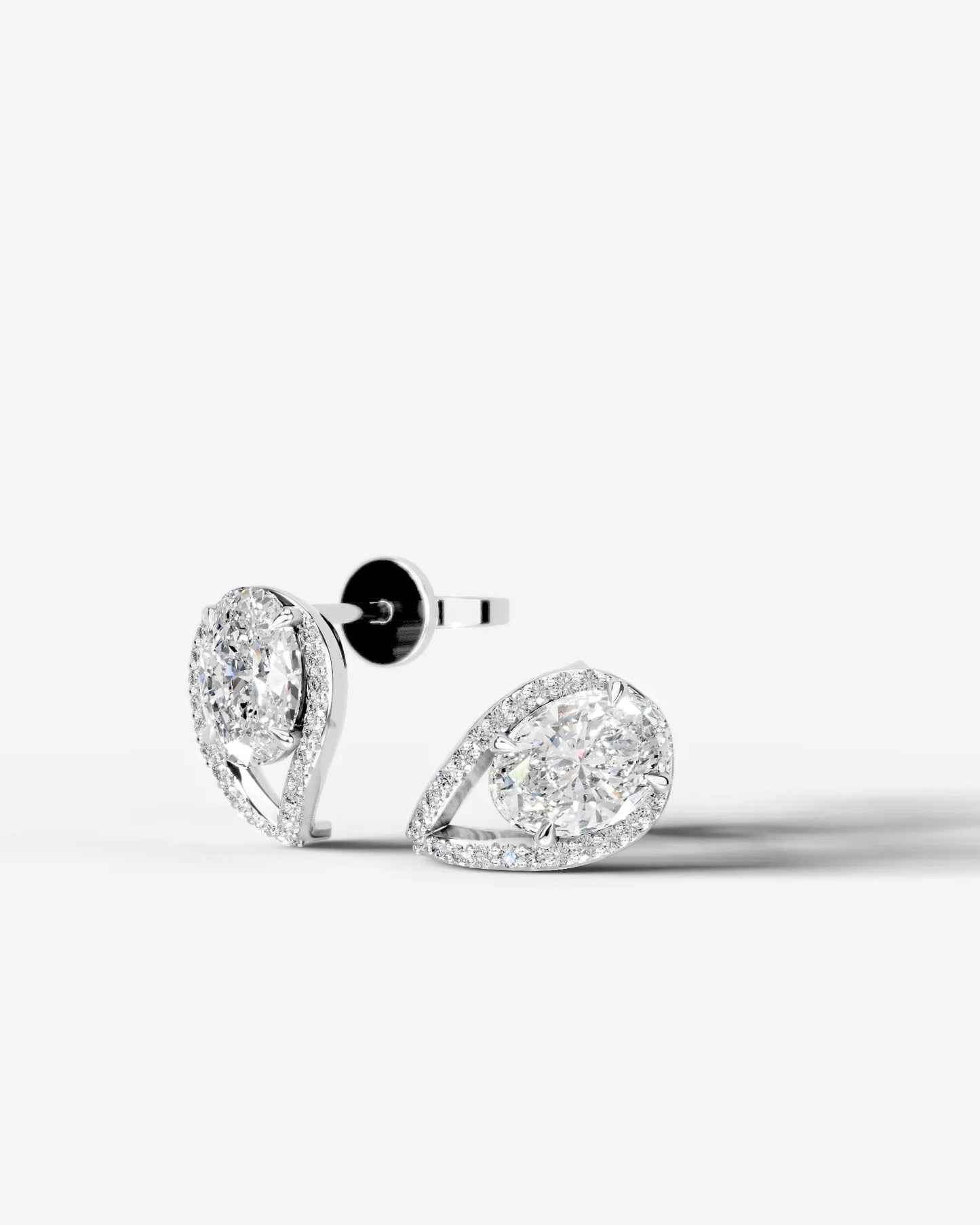 Sia Halo Lab Grown Diamond Earrings Oval - Platinum