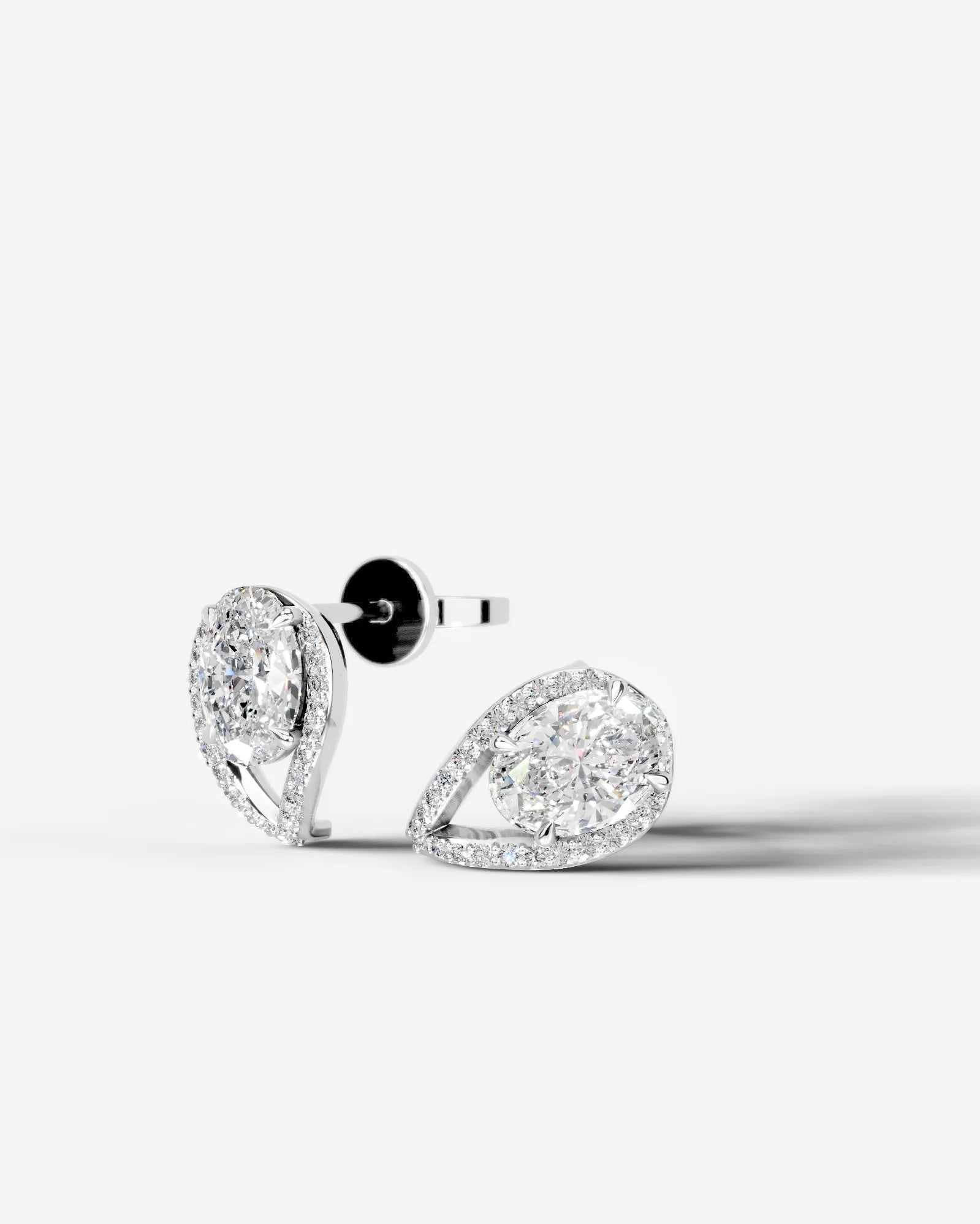 Sia Halo Lab Grown Diamond Earrings Oval - Platinum