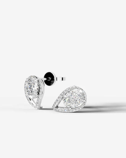 Sia Halo Lab Grown Diamond Earrings Oval - Platinum
