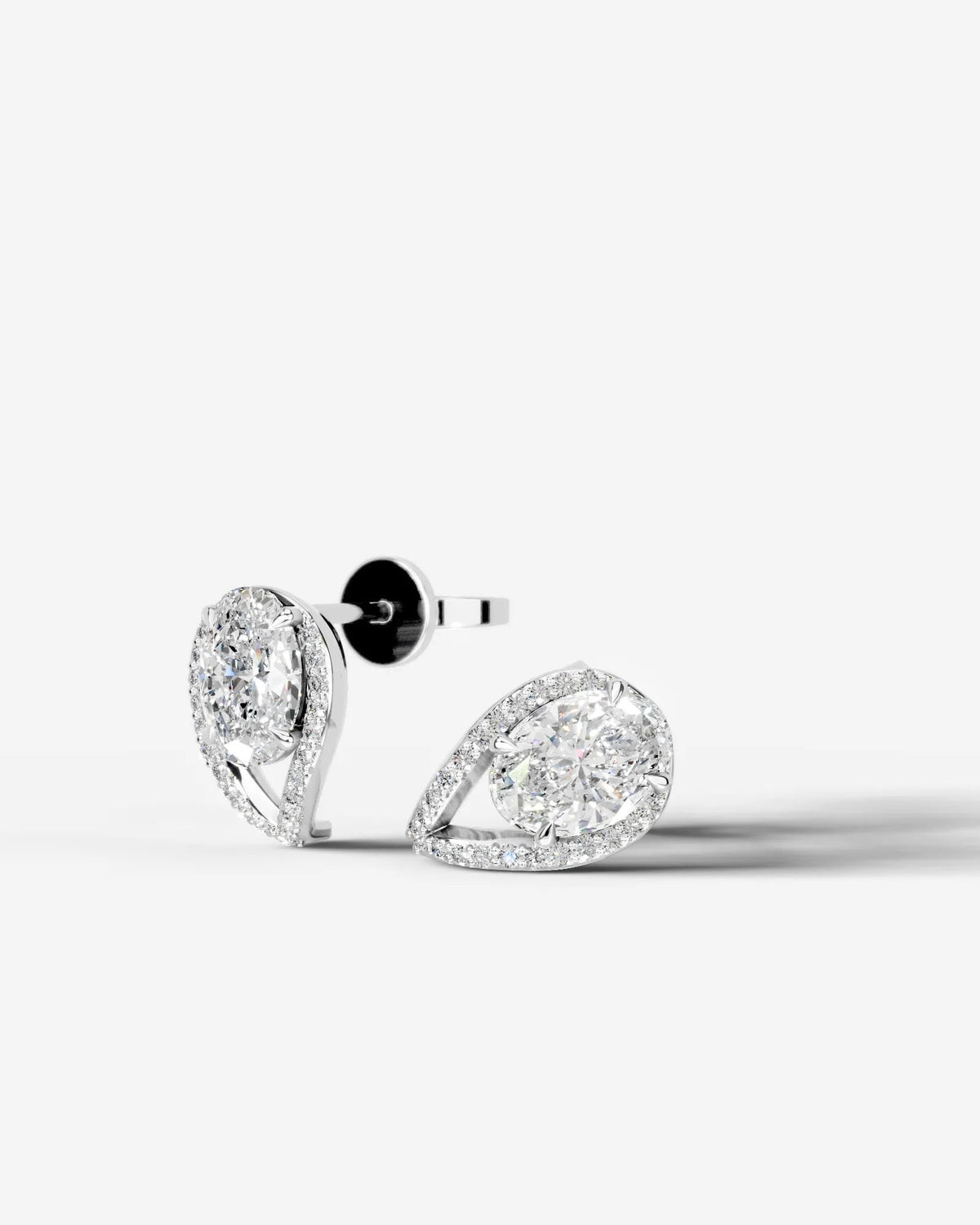 Sia Halo Lab Grown Diamond Earrings Oval - White Gold